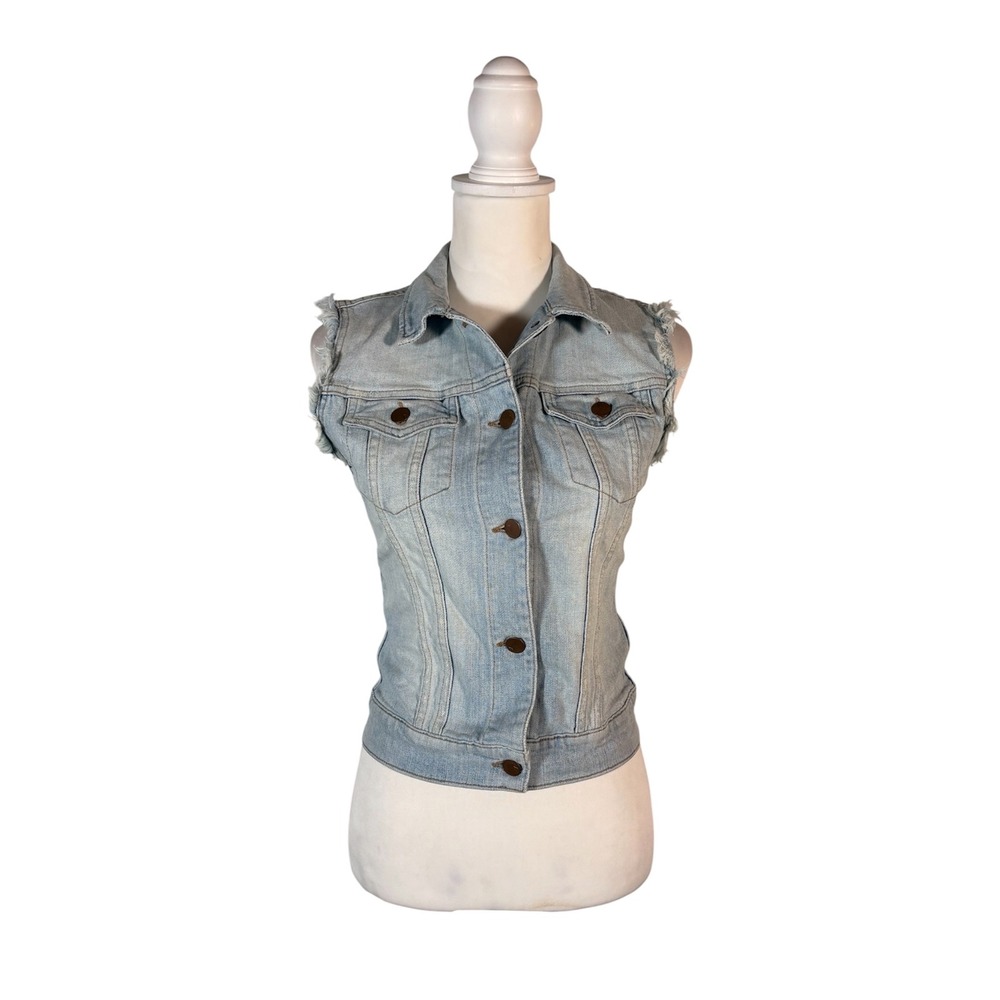 J Brand Faith Deconstructed Denim Vest S Y2K Indie Sleaze Trashy Chic Grunge